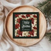 Holiday Floral Napkins Classic Red Green Blooms