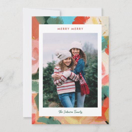 Holiday Floral Painted Border  シーズンカード (正面)