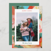 Holiday Floral Painted Border  シーズンカード (正面/裏面)