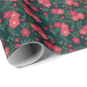 Holiday Floral Pattern – Red & Green Christmas ラッピングペーパー (ロールコーナー)