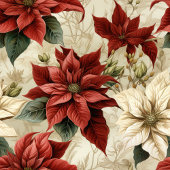 Holiday Floral Towel Classic Red Poinsettia Art キッチンタオル