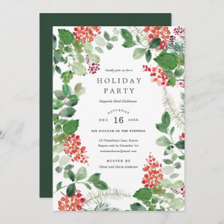Holiday Florals Christmas Party Invitation 招待状
