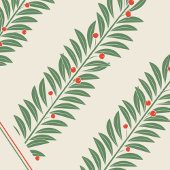 Holiday Foliage Quadrant Ivory and Green オーナメントカード