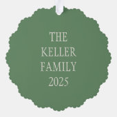 Holiday Foliage Quadrant Ivory and Green オーナメントカード (裏面)