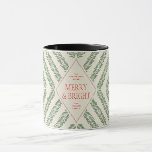 Holiday Foliage Quadrant Ivory and Green マグカップ (中央)