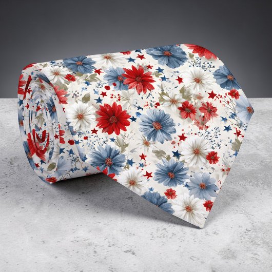 Holiday - Fourth of July Patriotic Floral Necktie ネクタイ