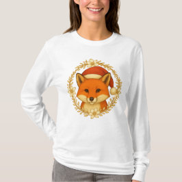 Holiday Fox Bloom | エレガントな冬の自然をテーマにした女性用Tシャツ Tシャツ