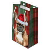 Holiday French Bulldog and Festive Plaid Christmas スモールペーパーバッグ (裏面アングル)