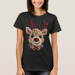 Holiday Fun - Red Nose Reindeer Faux Yarn Tシャツ