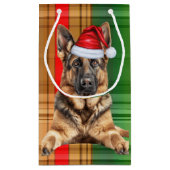 Holiday German Shepherd Dog and Plaid Christmas スモールペーパーバッグ (裏面)
