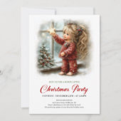 Holiday Get Together Invite Cozy Winter Scene Tree 招待状 (正面)