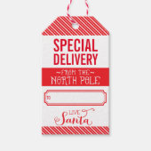 HOLIDAY GIFTラベル特別デリバリーからのサンタ赤 ギフトタグ (正面)
