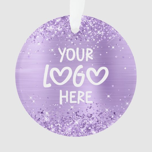 Holiday Glittery Lavender Faux Foil Business Logo オーナメント (正面)