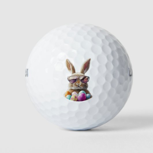 Holiday Golf Balls Easter Bunny with Shades ゴルフボール (正面)