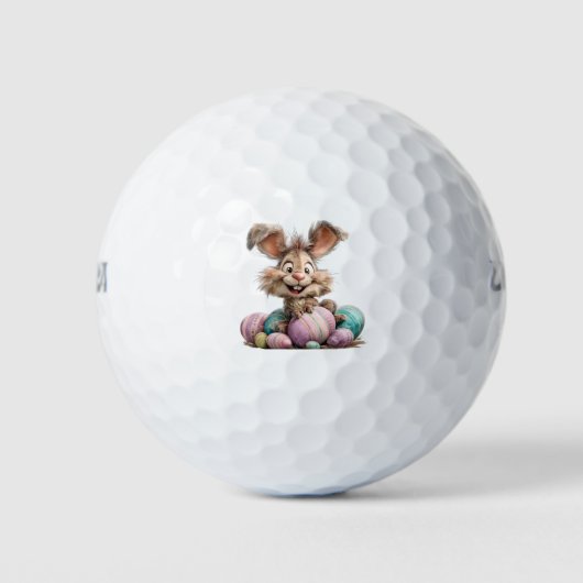 Holiday Golf Balls Happy Easter Bunny ゴルフボール (正面)