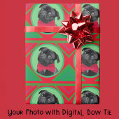 Holiday Green and Red with Your Photo and Bow Tie ラッピングペーパー