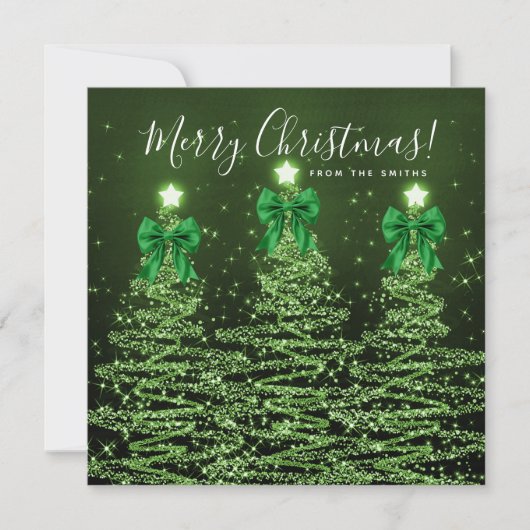 Holiday Green Christmas Trees Greeting  シーズンカード (正面)