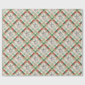 Holiday green & red watercolor checkered wrap roll ラッピングペーパー (フラット)