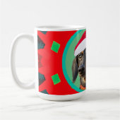 Holiday Green Red Your Dog or our Dachshund Photo  コーヒーマグカップ (左)
