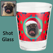 Holiday Green Red Your Dog Photo-Add Our Santa Hat ショットグラス