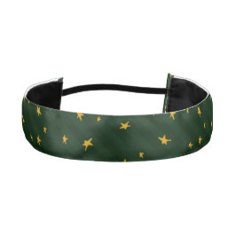 Holiday Green Yellow Star Stripe Christmas アスレチックヘッドバンド