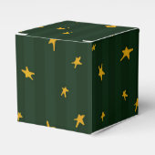 Holiday Green Yellow Star Stripe Christmas フェイバーボックス (正面サイド)