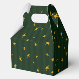 Holiday Green Yellow Star Stripe Christmas フェイバーボックス