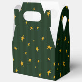 Holiday Green Yellow Star Stripe Christmas フェイバーボックス (見開き)