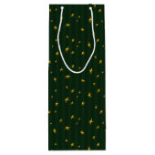 Holiday Green Yellow Star Stripe Christmas ワインギフトバッグ (裏面)