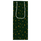 Holiday Green Yellow Star Stripe Christmas ワインギフトバッグ (正面)