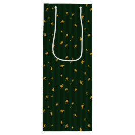 Holiday Green Yellow Star Stripe Christmas ワインギフトバッグ