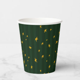 Holiday Green Yellow Star Stripe Christmas 紙コップ