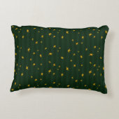 Holiday Green Yellow Stripe Star Christmas  アクセントクッション (裏面)