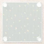 Holiday Green Yellow Stripe Star Christmas ガラスコースター (裏面)