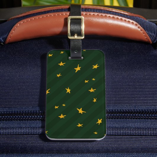 Holiday Green Yellow Stripe Star Christmas  ラゲッジタグ (正面インサイチュ2)