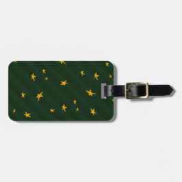 Holiday Green Yellow Stripe Star Christmas  ラゲッジタグ