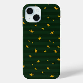Holiday Green Yellow Stripe Star Christmas  iPhone 15ケース