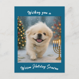 Holiday greeting card feat. Pete the Pekingese シーズンポストカード