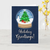 Holiday Greetings Snowglobe Christmas カード (黄色い花)