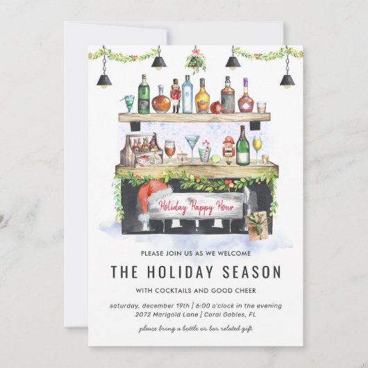 Holiday Happy Hour | クリスマスコックテイルパーティー 招待状 (正面)