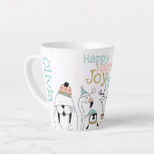 Holiday Happy Joy-oUS Cute Cartoon Animals カフェラテマグ (左アングル)