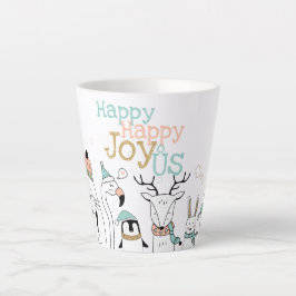 Holiday Happy Joy-oUS Cute Cartoon Animals カフェラテマグ