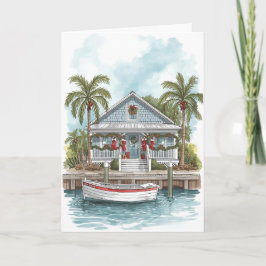 Holiday Harbor Cottage – Tropical Greeting Card カード