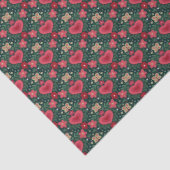 Holiday Hearts & Flowers Pattern–Red, Green & Gold 薄葉紙 (詳細)