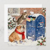 Holiday Helpers Animals at Mailbox Christmas Card シーズンカード (正面/裏面)