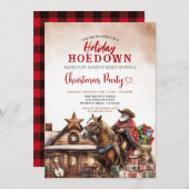 Holiday Hoedown Western Christmas Santa Cowboy 招待状 (正面/裏面)