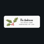 Holiday Holly Berry Script Return Address ラベル<br><div class="desc">Featuring modern and bright,  hand drawn holly berries.</div>
