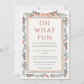 Holiday Holly Christmas Red Bow Party 招待状 (正面)