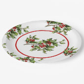 Holiday Holly Retro Style Gift ペーパープレート (アングル)