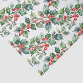 Holiday Holly with Greenery in Watercolor 薄葉紙 (詳細)
